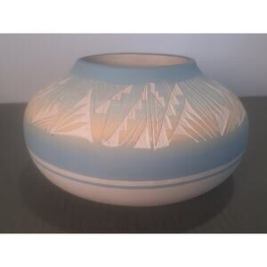 Large Mesa Verde Pottery Cortez CO Signed Etched Bowl Southwest Design 10 x 5.5